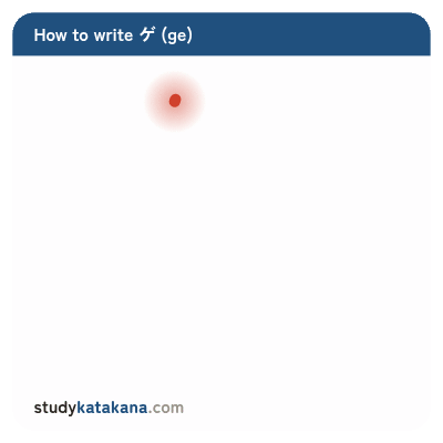 Animated stroke order for katakana ゲ — five strokes in sequence