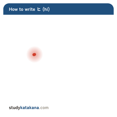 Animated stroke order for katakana ヒ — two strokes in sequence