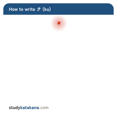 Animated stroke order for katakana ク — two strokes in sequence