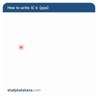 Animated stroke order for katakana ピョ — six strokes in sequence