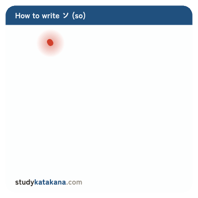 Animated stroke order for katakana ソ — two strokes in sequence