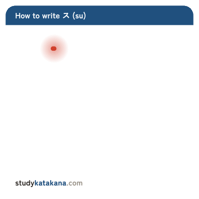 Animated stroke order for katakana ス — two strokes in sequence