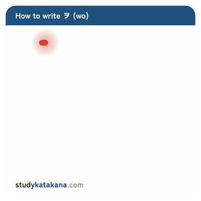 Animated stroke order for katakana ヲ — three strokes in sequence