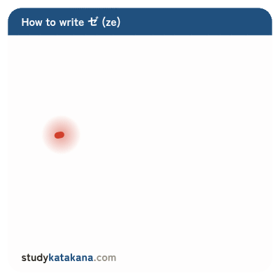 Animated stroke order for katakana ゼ — four strokes in sequence