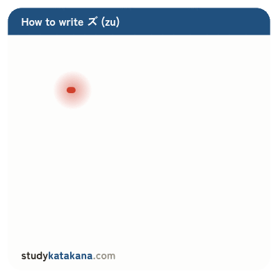 Animated stroke order for katakana ズ — four strokes in sequence